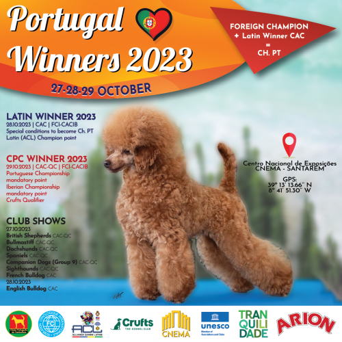 142.ª Exposição Canina Internacional do Clube Português de Canicultura (CW23/QC) - Horários