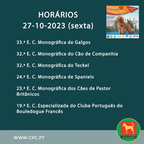 Exposições Monográficas e Especializadas 27.10.2023 - Horários